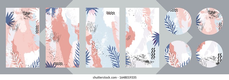 Template for wedding, advertising banners, invitations, posts, covers, business cards, posters in botanical style. Modern vector abstract floral art leaves background.