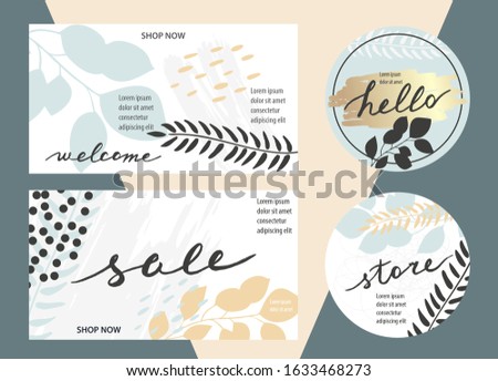 Template for wedding, advertising banners, invitations, posts, covers, business cards, posters in botanical style. Modern vector abstract floral art leaves background.