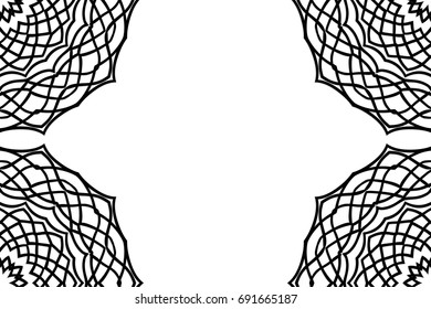 Template Wedding Card with Floral Mandala elements. Vector illustration. Black and white color