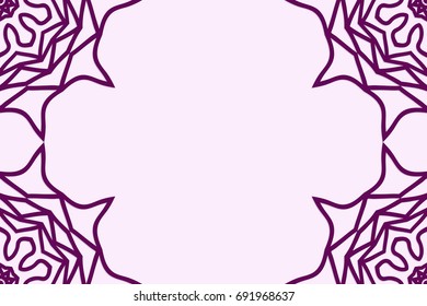 Template for Wedding Card Flyer pages ornament illustration concept. Floral Mandala art Elements. Vector illustration greeting card or invitation design. Purple color