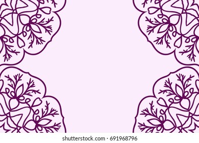 Template for Wedding Card Flyer pages ornament illustration concept. Floral Mandala art Elements. Vector illustration greeting card or invitation design. Purple color