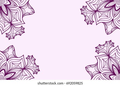 Template for Wedding Card Flyer pages ornament illustration concept. Floral Mandala art Elements. Vector illustration greeting card or invitation design. Purple color