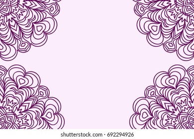 Template for Wedding Card Flyer pages ornament illustration concept. Floral Mandala art Elements. Vector illustration greeting card or invitation design. Purple color