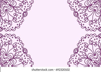 Template for Wedding Card Flyer pages ornament illustration concept. Floral Mandala art Elements. Vector illustration greeting card or invitation design. Purple color