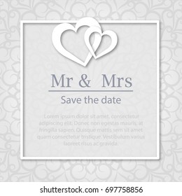 Template of wedding invitation, banner, marriage certificate.Lacework background.