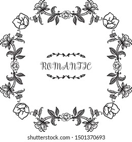 Template for wedding invitation card romantic with realistic beautiful leaf flower frame. Vector