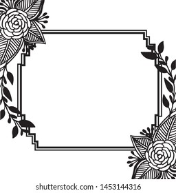 Template wedding invitation cards, elegant flower frame. Vector