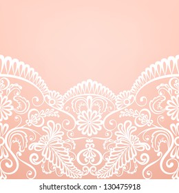 Template for wedding, invitation or greeting card with lace fabric background