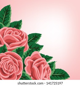 Template for wedding, invitation or greeting card with roses border