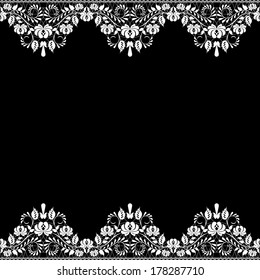 Template for wedding, invitation or greeting card with lace fabric background