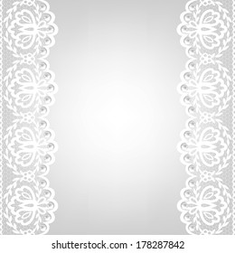 Template for wedding, invitation or greeting card with lace fabric background