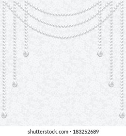 Template for wedding, invitation or greeting card with lace fabric background