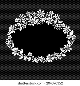 Template for wedding, invitation or greeting card with lace fabric background