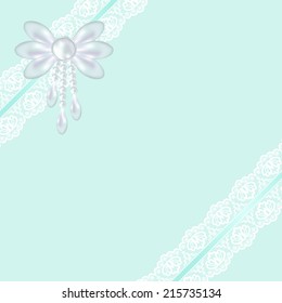 Template for wedding, invitation or greeting card with lace fabric background