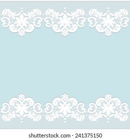 Template for wedding, invitation or greeting card with white lace border