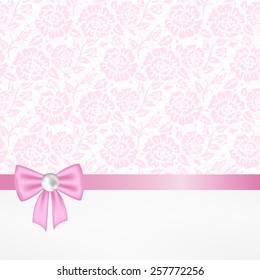 Template for wedding, invitation or greeting card with lace fabric background