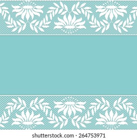Template for wedding, invitation or greeting card with white lace border