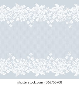 Template for wedding, invitation or greeting card with white lace border