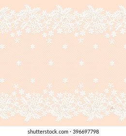 Template for wedding, invitation or greeting card with white lace border