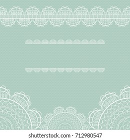 Template for wedding, invitation or greeting card with lace background. Vector illustration
