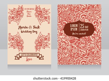 template for wedding invitations, beautiful abstract ornament, vector illustration