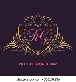 Template wedding monogram.  It can be used to design business cards, invitations, booklets and brochures
