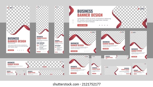 Template of white banners of standard size for the web. set of creative web banners of standard size with a place for photos. Vertical, horizontal and square template.