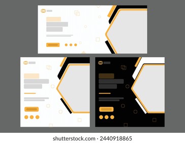 Plantilla de redes sociales en color blanco, negro y amarillo para publicación y foto de portada de redes sociales. Funda de diseño para negocios, corporativos, finanzas, comida, belleza, moda, deportes, trotar sin imágenes