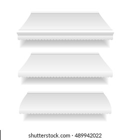 Toldo Branco Branco Template Set para Loja e Restaurante. Ilustração vetorial de toldos simular