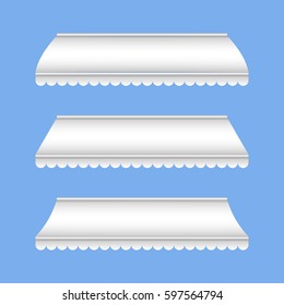 Template  white blank awning set for shop, restaurant, kiosk, cafe mock up vector illustration 