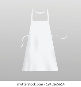 Template of white blank kitchen apron, realistic vector illustration isolated.