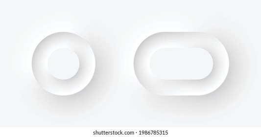 Template white buttons with outer and inner shadows in Neomorphism design. Vector illustration EPS 10	