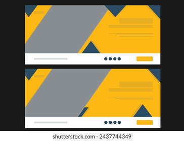 Template of white, dark green and yellow cover photo for social networks. Design cover for business, corporate, finance, food, beauty, fashion, sports, jogging, gym without images