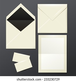 template of white Envelopes, paper and postage stamps, vector eps10 illustration