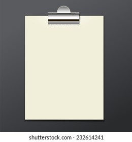 template of white paper clip on a gray background for your business, posters, illustrations, vector illustration eps 10