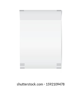 Template of a white paper receipt. Blank check from a shop, supermarket or restaurant