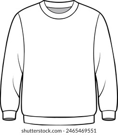 template white sweatshirt mockup, vector illustration flat design outline