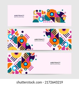 Template of white web banners with diagonal elements for social media cover background. Universal design for advertising business, travel, food and other. Vector illustration