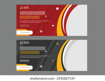 Template of white,black,dark red and yellow cover photo for social networks. Design cover for business, corporate, finance, food, beauty, fashion, sports, education without images