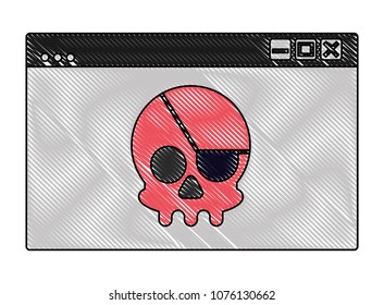 template window with pirate skull virus