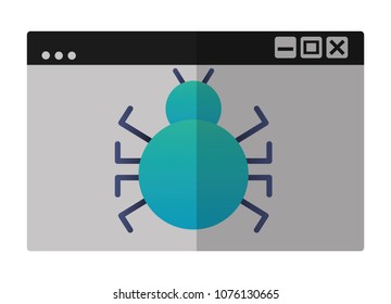 template windows with bug virus attack icon
