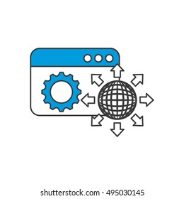 template windows with seo icon vector illustration design