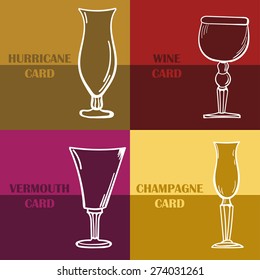 Template of a wine card. Design in 4 colors and wineglasses