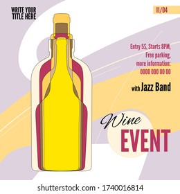 Template for Wine festival event or menu covers. Cocktail Party banner in A4 size. Vintage abstract art. Overlapping shapes style. Vector layout for brochure, banner, flyer