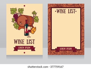Template for the wine list, can be used as invitation for wine party, vector illustration