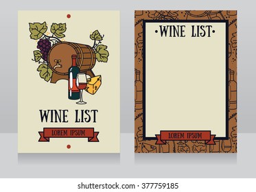 Template for the wine list, can be used as invitation for wine party, vector illustration