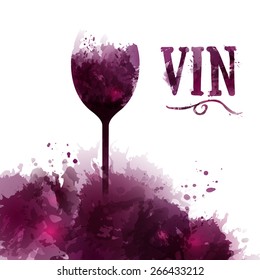 Template wine list, invitation, event or party. wine in Swedish. Artistic design background with stains. Vector