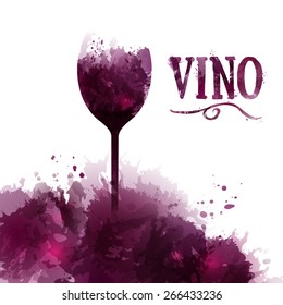 Template Wine List, Invitation, Event Or Party. Wine In Spanish. Artistic Design Background With Stains. Vector