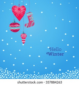 Template winter invitations, postcards and advertising posters. New year and Christmas design. Vector illustration