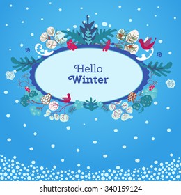 Template winter invitations, postcards and advertising posters. New year and Christmas design. Vector illustration
